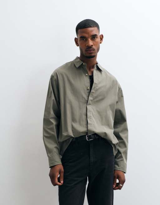 ASOS DESIGN techniczna koszula oversize w kolorze khaki, 2 z 5