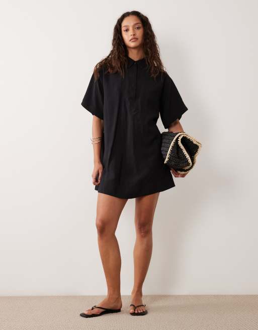 ASOS DESIGN techy fabric relaxed short sleeve mini dress black, 2 of 4