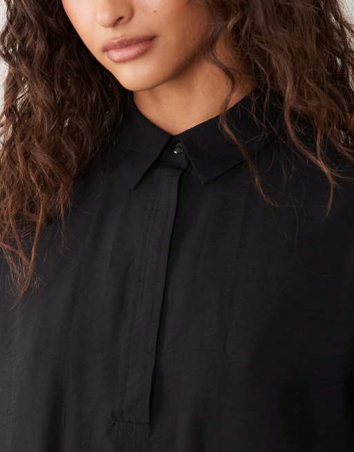 ASOS DESIGN techy fabric relaxed short sleeve mini dress black, 3 of 4