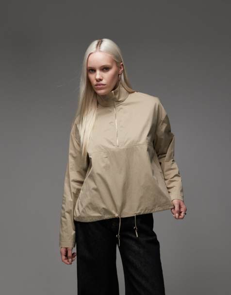 ASOS DESIGN techy funnel neck zip up jacket in ecru - view 1