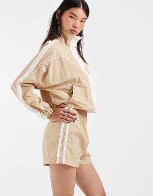 Asos Design Techy Side Stripe Short In Neutral