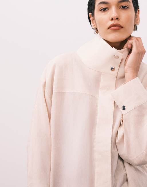 ASOS DESIGN – Techy – Utility-Windjacke in Creme mit Stehkragen, 3 von 4