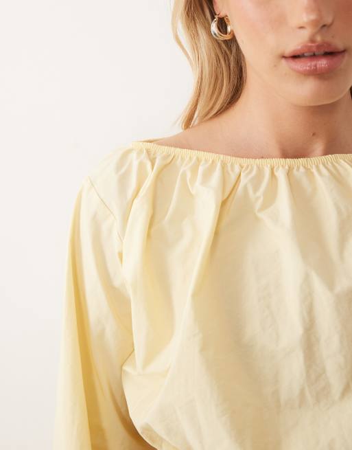 ASOS DESIGN techy volume balloon sleeve blouse co ord in buttermilk, 3 of 4
