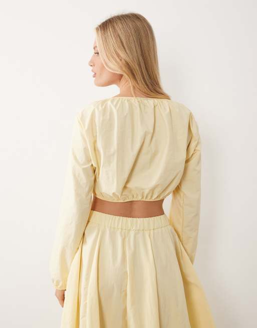 ASOS DESIGN techy volume balloon sleeve blouse co ord in buttermilk, 4 of 4