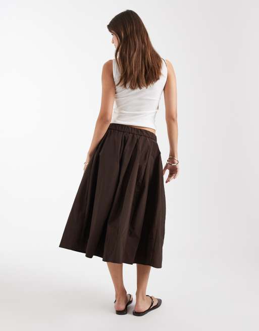 ASOS DESIGN - Techy volumineuze cirkelrok in chocoladebruin, 5 van 5