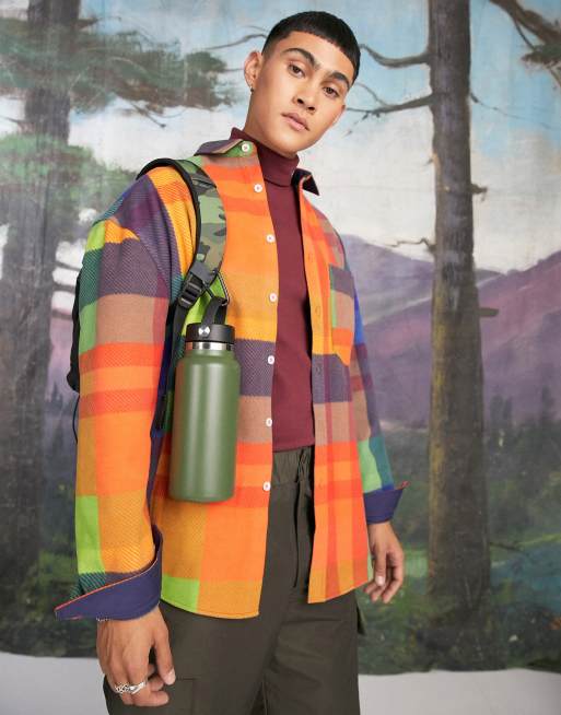 ASOS DESIGN – Tęczowa polarowa koszula oversize w kratę w stylu lat 90., 2 z 4