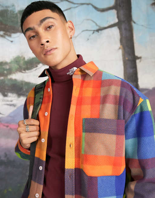 ASOS DESIGN – Tęczowa polarowa koszula oversize w kratę w stylu lat 90., 4 z 4