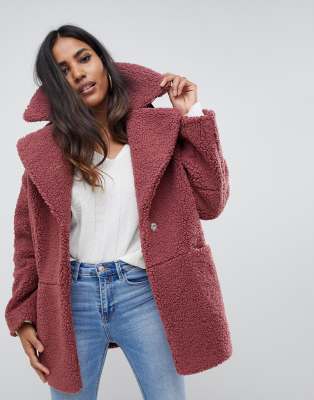 asos curve teddy coat