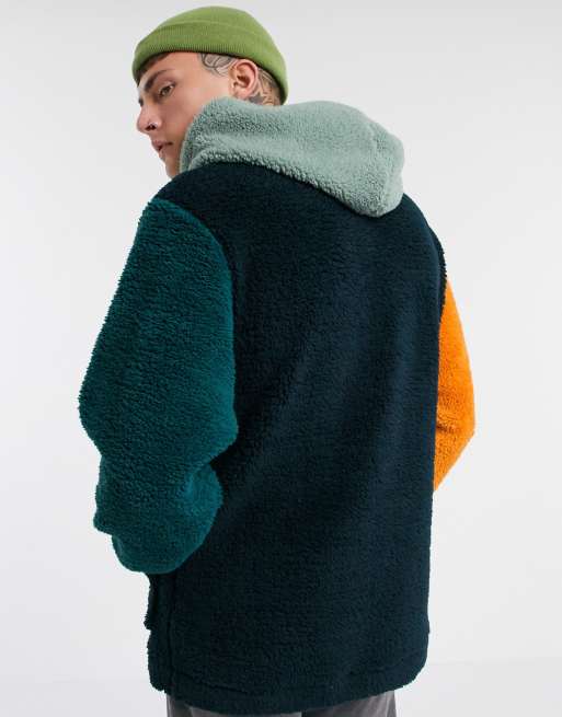 ASOS DESIGN teddy borg hoodie in multi color block ASOS