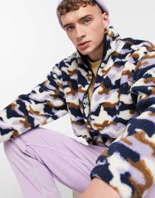 ASOS DESIGN teddy borg jacket with all over print-Multi