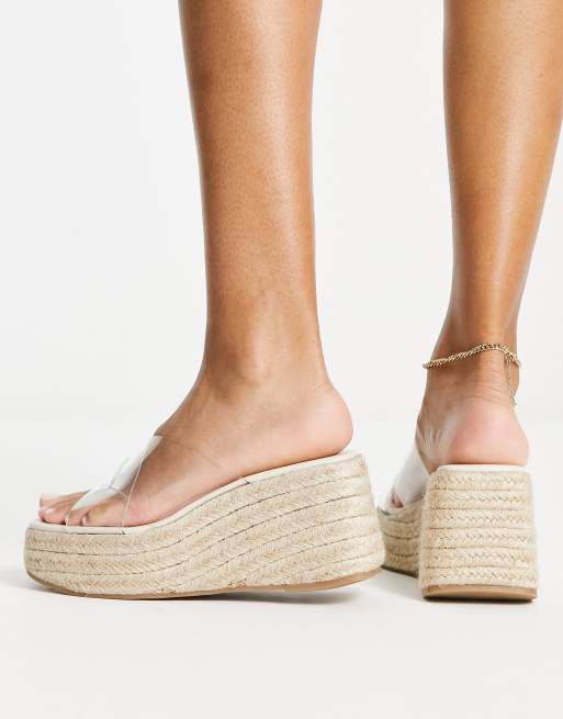 ASOS DESIGN - Teddy - Gennemsigtige sko med kilehæl og 2 krydsende remme, 4 af 4
