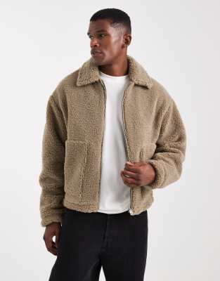 Asos Design Teddy Harrington Jacket In Brown