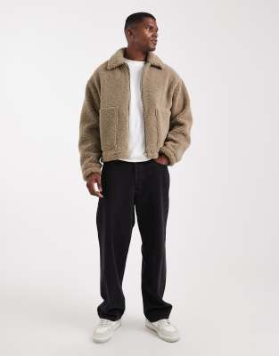 Asos Design Teddy Harrington Jacket In Brown
