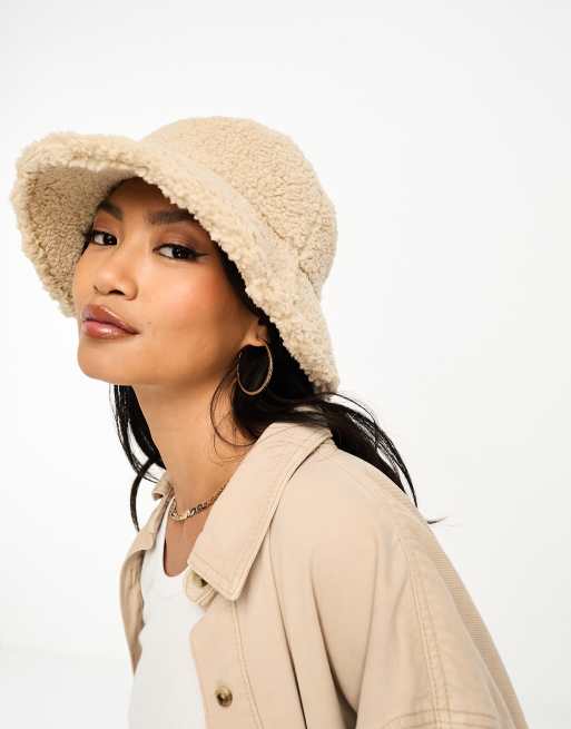 ASOS DESIGN – Teddyfell-Anglerhut in Creme, 2 von 4