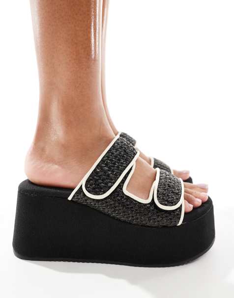 ASOS DESIGN - Teenager - Sorte flatform-mules med vævede detaljer - view 1