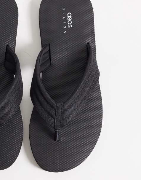 ASOS DESIGN - Teenslippers met grosgrain bandje in zwart - view 1