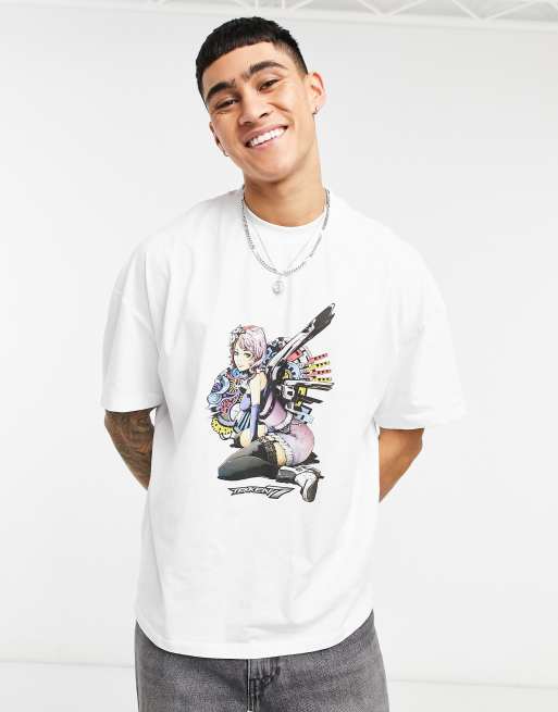 ASOS DESIGN Tekken t shirt with front Alicia character print in white