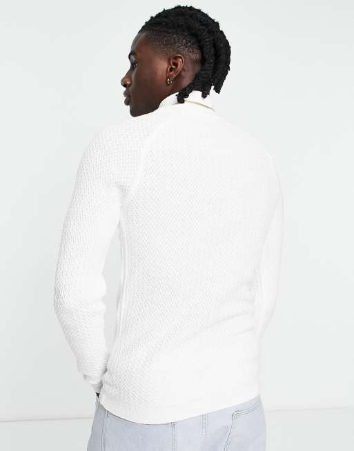 ASOS DESIGN - Tekstureret trøje med rullekrave i hvid i muscle fit, 2 af 4