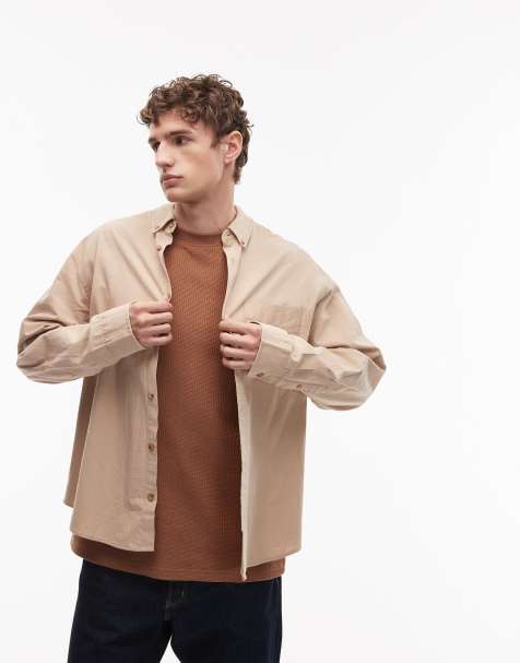 ASOS DESIGN – Teksturowana beżowa koszula oversize - view 1