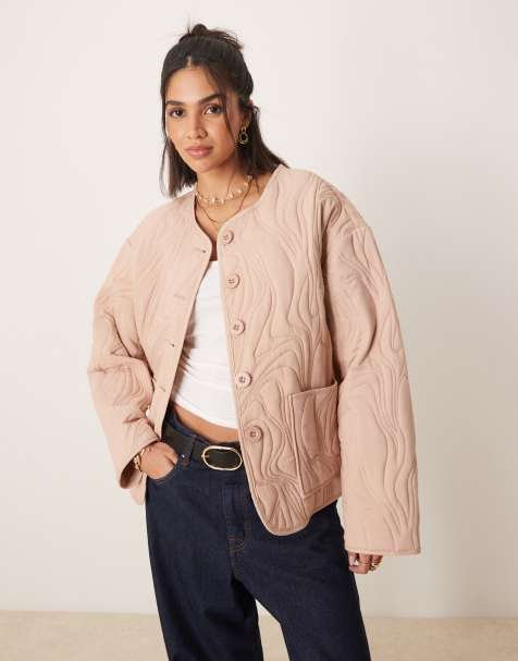 ASOS DESIGN – Teksturowana pikowana kurtka z bawełny w jasnoróżowym kolorze - view 1