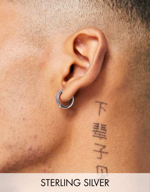 ASOS DESIGN – Teksturowane kolczyki koła ze srebra najwyższej próby