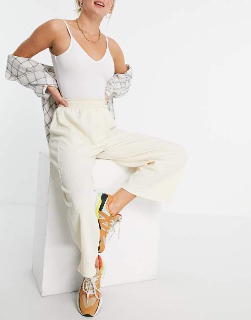 ASOS DESIGN – Teksturowane kuloty z marszczoną talią w kolorze morelowym