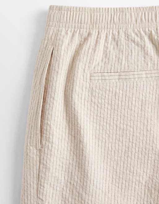 ASOS DESIGN teksturowane luźne spodnie w kremowy pasek, 8 z 9