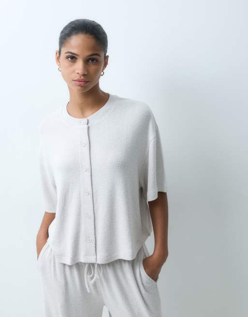 ASOS DESIGN – Szarobeżowy zestaw o pudełkowym kroju z fakturowanej dzianiny, 2 z 3