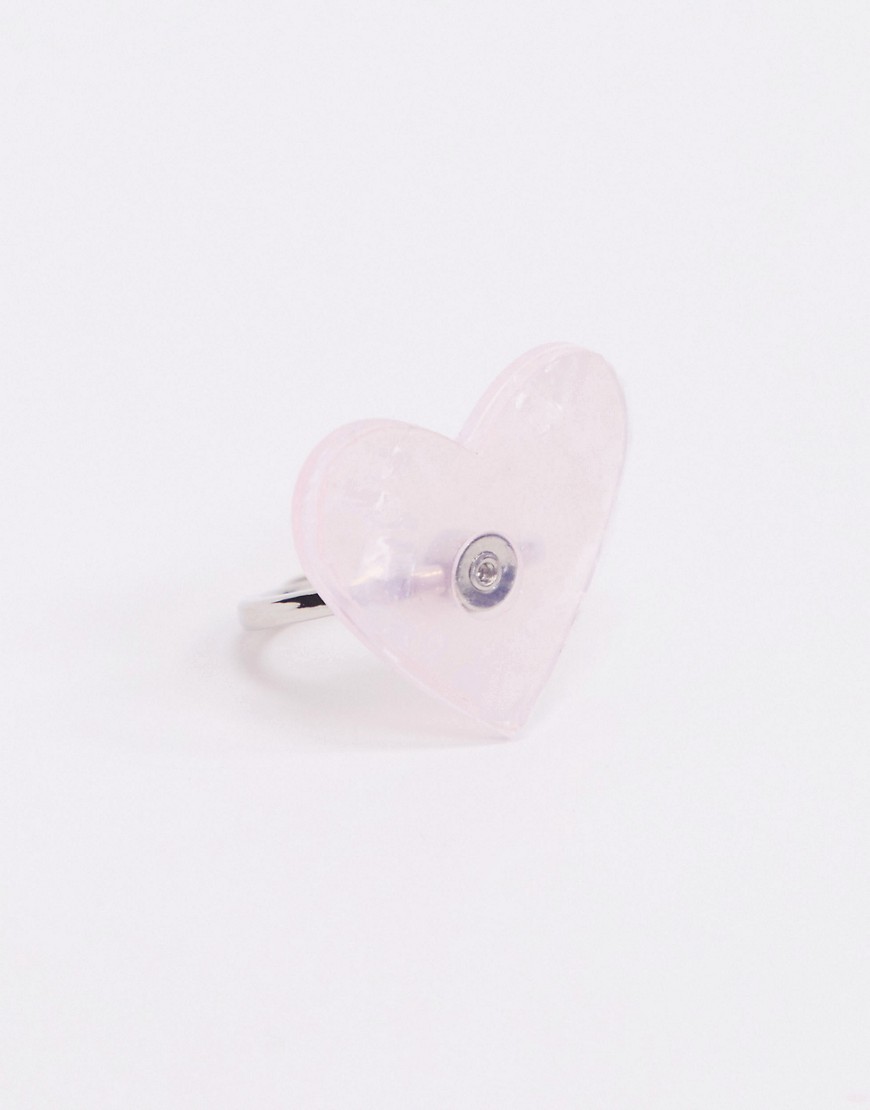 ASOS Design - Telefoonring met hartvorm in gemarmerd roze