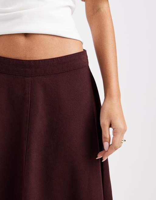 ASOS DESIGN – Teller-Jeansrock in Pflaumenlila, 3 von 5