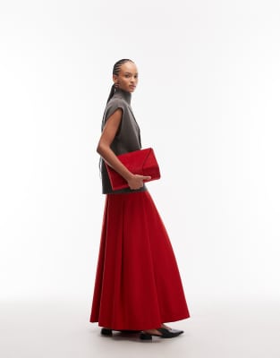 ASOS DESIGN - Tellerrock in leuchtendem Rot mit Falten-Design