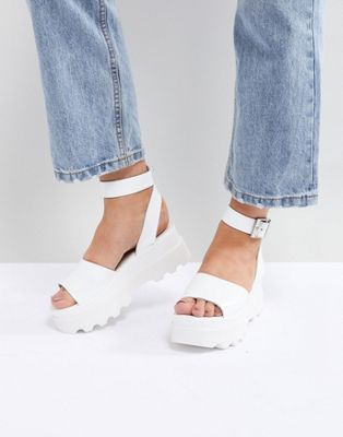 all white flatform sandals