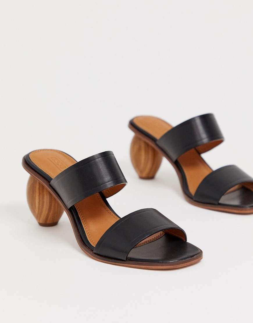 ASOS DESIGN Tenacious premium oval heeled leather mules-Black