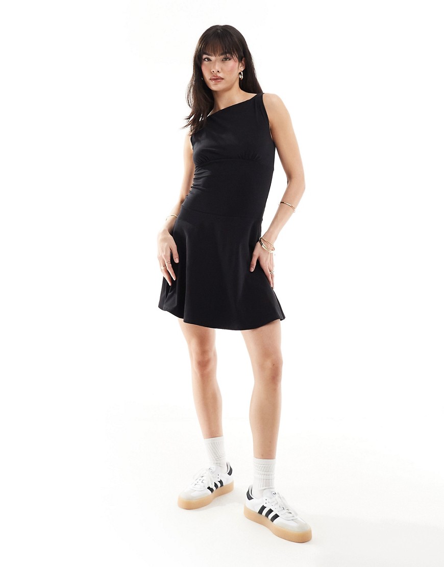 Asos Design Tennis Dress With Dropped Hem In Black