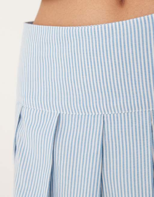 ASOS DESIGN tennis skirt in blue & white stripe - part of a set, 5 of 5