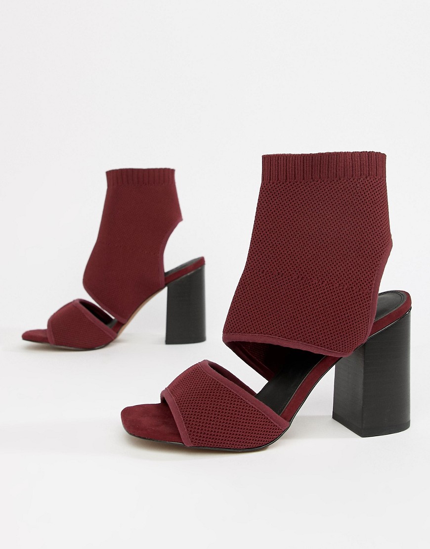 ASOS DESIGN Teric-strikkede sandaler med blokhæl-Rød