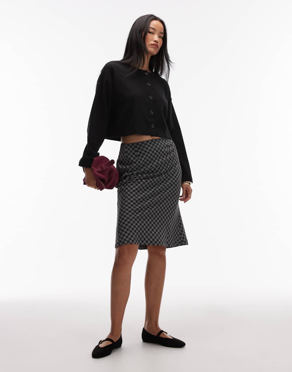 Checked midi skirt