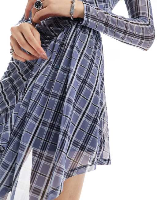 ASOS DESIGN - Ternet minikjole med rynket kant og rund hals i mesh, 2 af 4
