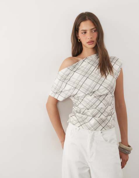 ASOS DESIGN - Ternet top med indsyet talje og sænket skulder - view 1