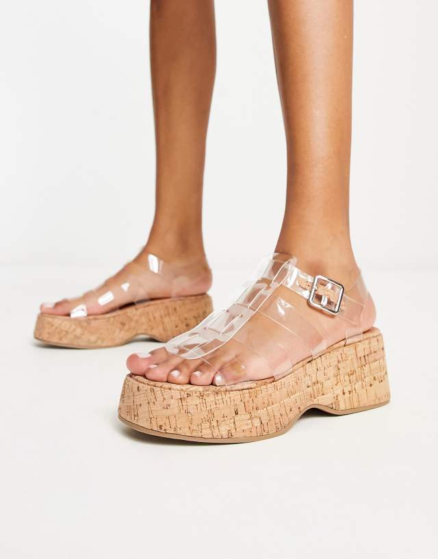 ASOS DESIGN Terra fisherman flatform sandals in clear