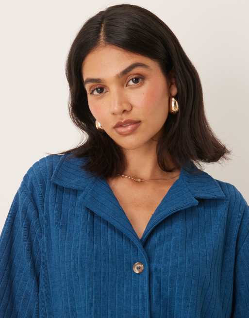 ASOS DESIGN terrycloth camp collar shirt in blue - part of a set, 2 of 4