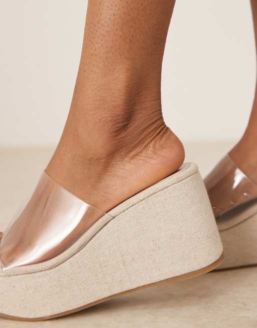 ASOS DESIGN Tess mule wedges in clear
