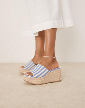 ASOS DESIGN Festival flatform footbed mules in natural