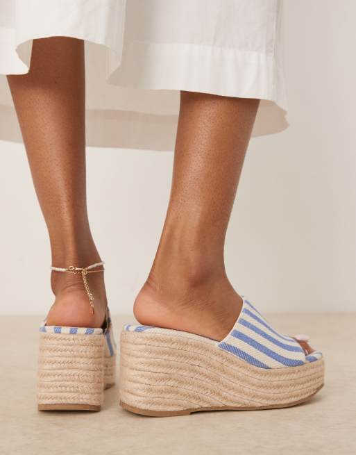 ASOS DESIGN Tess mule wedges in stripes