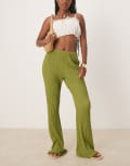 [ASOS DESIGN] ASOS DESIGN texture flare pants in green XS Green