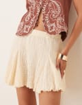 [ASOS DESIGN] ASOS DESIGN texture godet mini skirt in ivory-White S Ivory