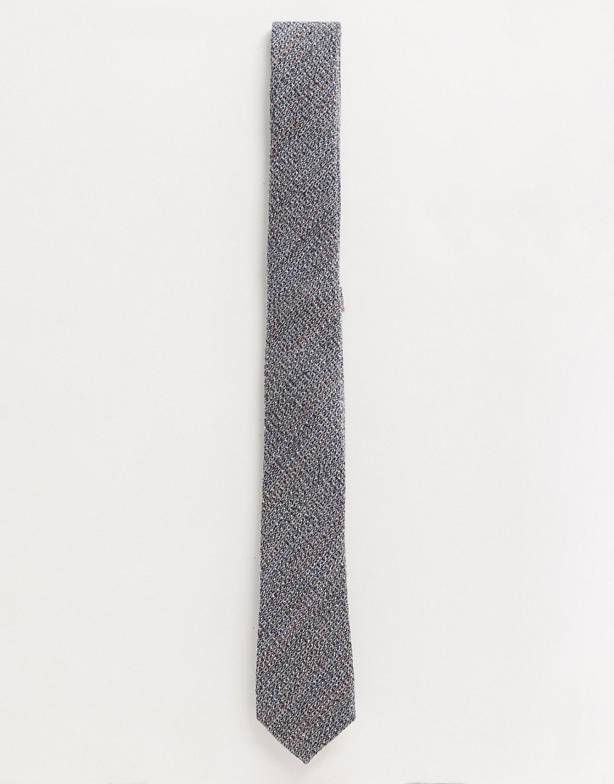 ASOS DESIGN texture herringbone slim fit tie in gray
