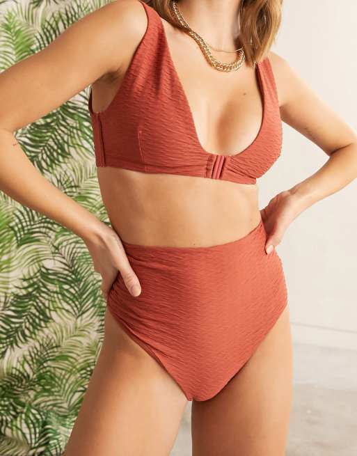 Buy Asos Design women seamless v front swim bikini bottom rust Online