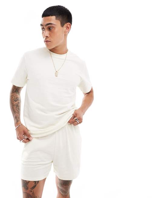 ASOS DESIGN texture lounge set in beige