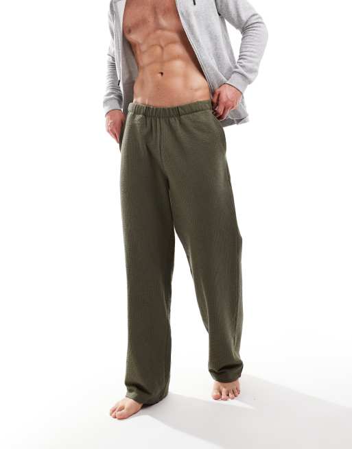 ASOS DESIGN texture seersucker lounge pants in khaki
